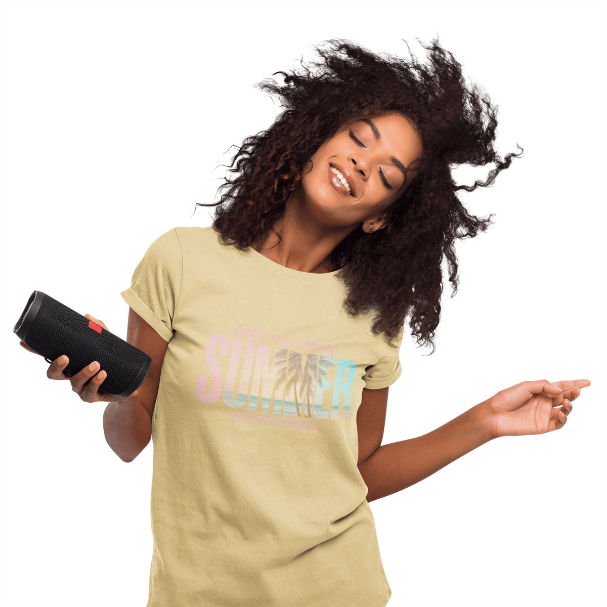 Caribbean-inspired T-shirt with bold colors and island vibes — perfect for festival fashion and everyday wear