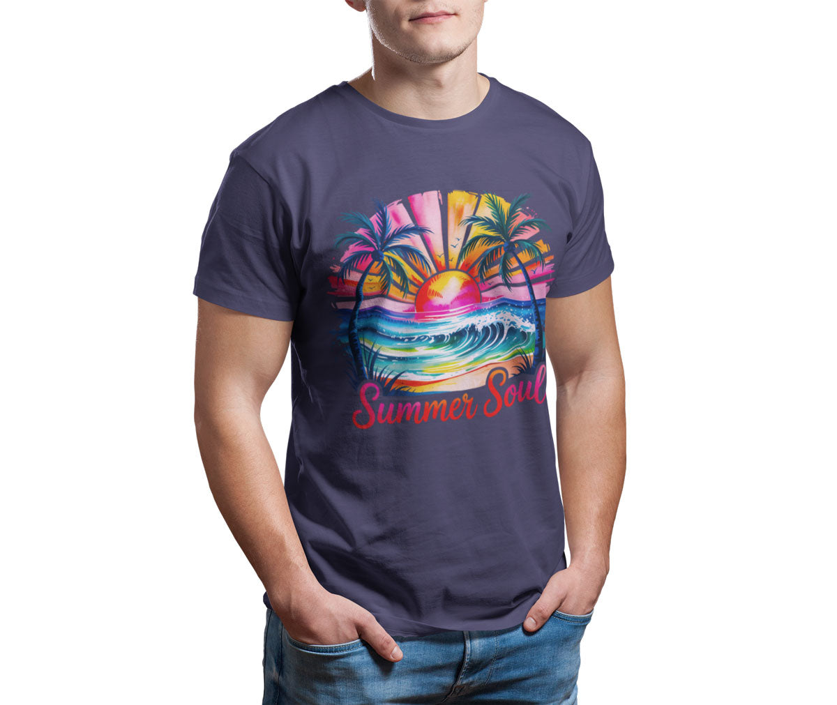 Caribbean-inspired T-shirt with bold colors and island vibes — perfect for festival fashion and everyday wear