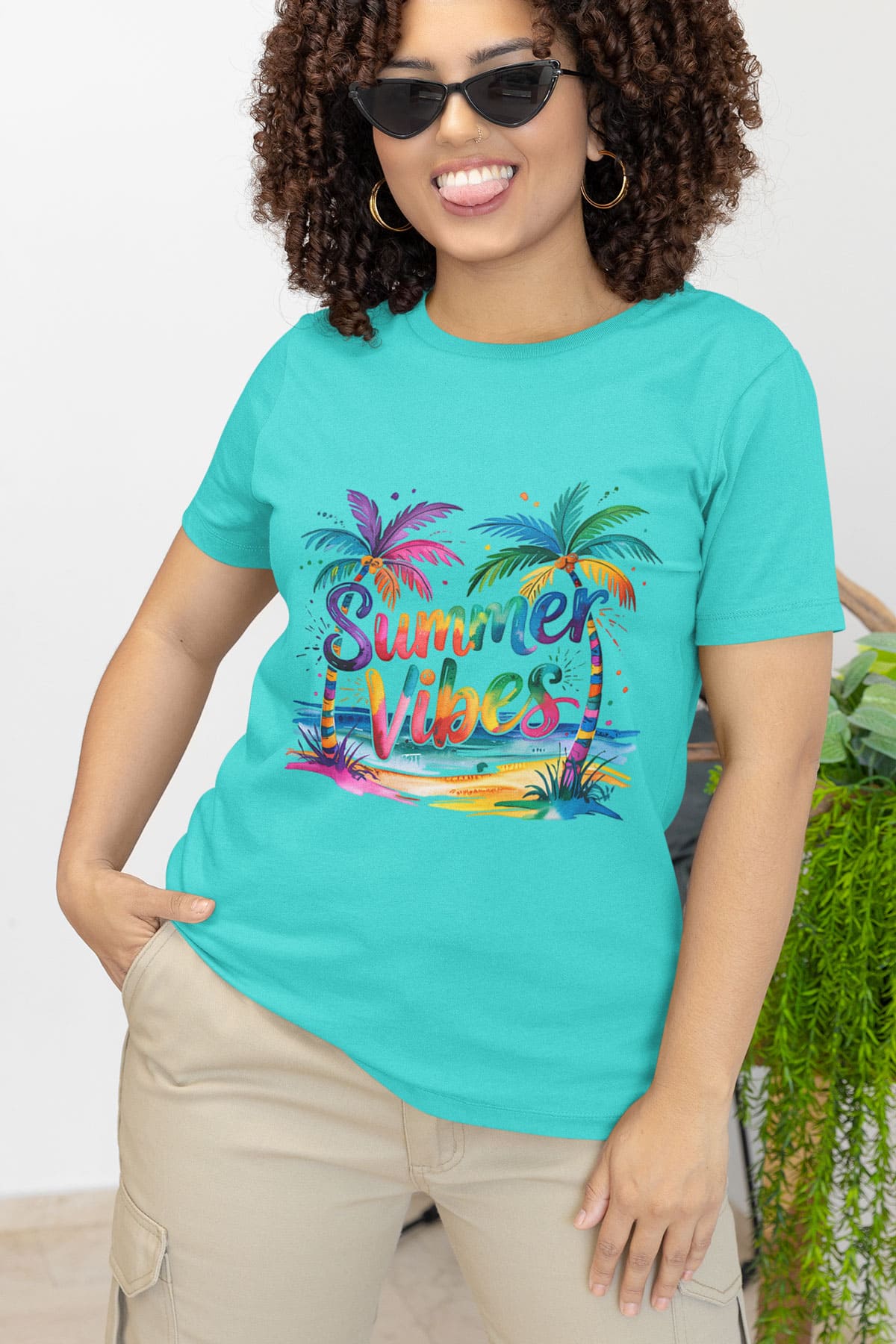 Caribbean-inspired T-shirt with bold colors and island vibes — perfect for festival fashion and everyday wear