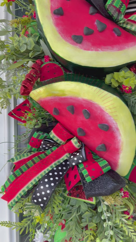 Luxury Watermelon Summer Door Swag Wreath